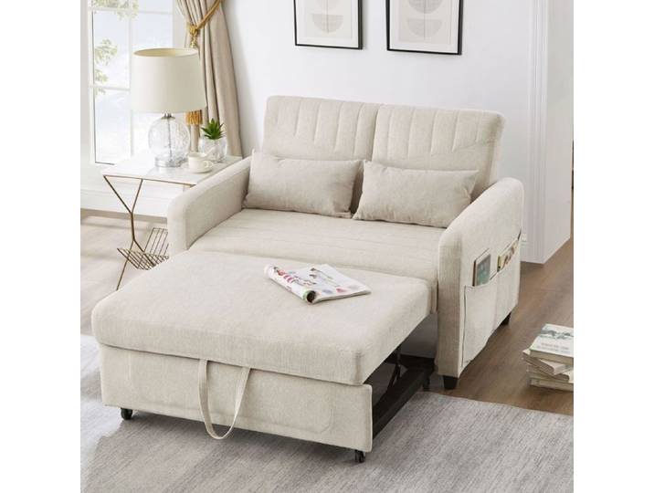 Canape-lit 2 places convertible dossier 3 positions beige