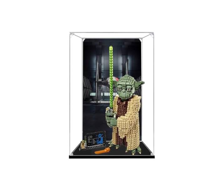 Acryl-Vitrine für Lego 75255 Master Yoda Bauset - Staubdichte Schaukasten, Vitrine Box, Schaukasten Kompatibel mit Lego 75255-Nur Vitrine (Back Spray 1)(Back Spra 2)