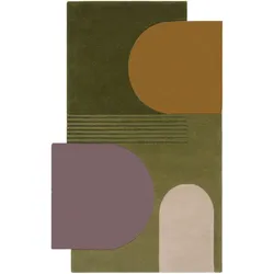 WOLLTEPPICH HALLEIN, abstrakt, aus Wolle, Grün, 150 x 240 cm