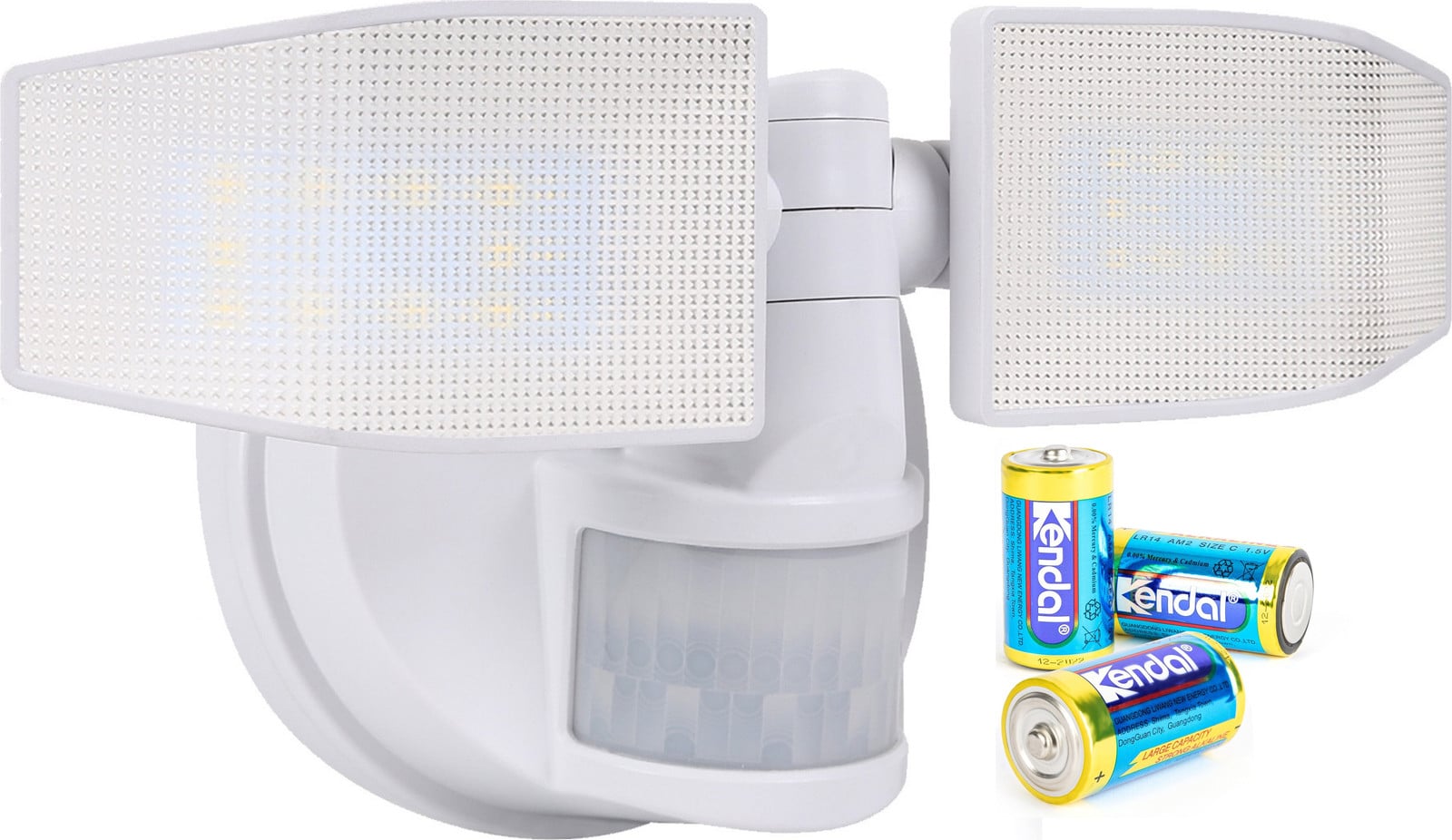 Northpoint LED-schijnwerper met 2 reflectorhoofden, batterijgevoed en bewegingssensor