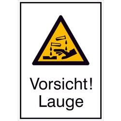 WOLK DIREKT Warn-Kombischild,Folie,Vorsicht! Lauge,13,1 cm x 18,5 cm DIN EN ISO 7010 W023 + Zusatztext ASR A1.3 W023 + Zusatztext 210.A8140