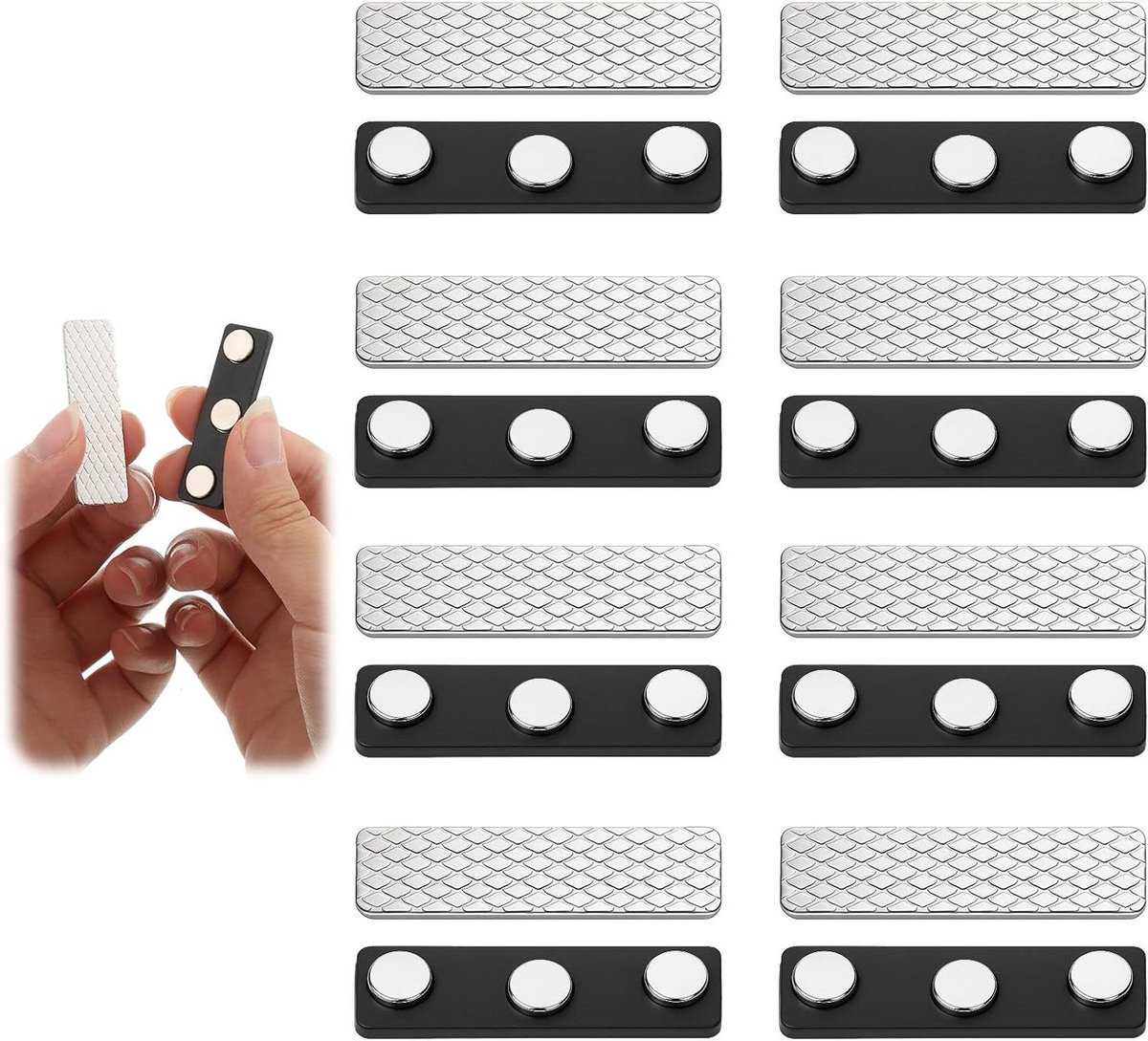 Magnetische Gordijnsluiting - 8 Paar Zelfklevende Clips voor Verduisteringsgordijnen - Zwart Wit