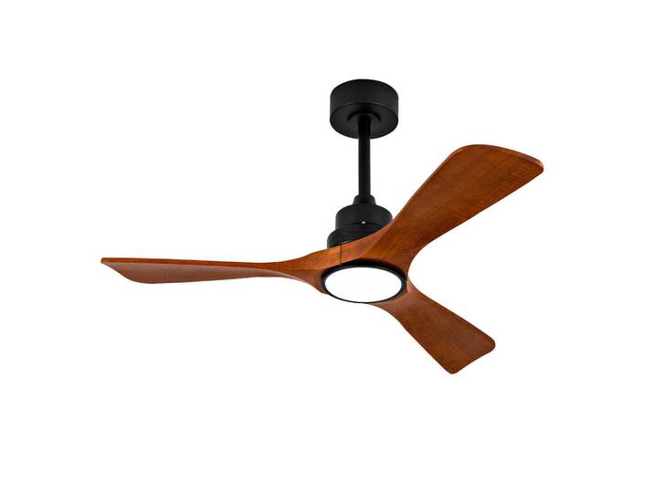 ComfortXL Deckenventilator De-16225 42 Zoll mit LED Schwarz/Walnuss, Walnussfarben, Metall, Holz, LED integrated, 107x36x107 cm, Lampen & Leuchten, Innenbeleuchtung, Deckenleuchten, Deckenleuchten