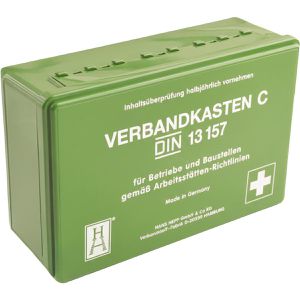 Hans-Hepp Verbandskasten Betrieb, DIN 13157, für Betriebe & Zuhause, aus Kunststoff, grün