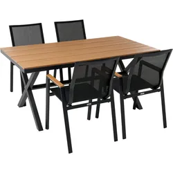 GARTENMÖBEL-SET 4-Sitzer Schwarz Metall Tiano
