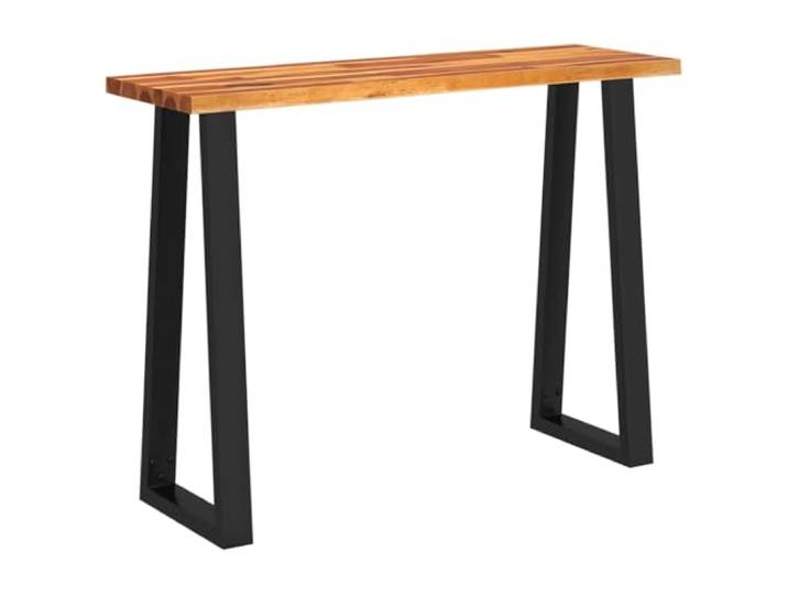 Konsolentisch aus Massivholz Akazie 110x35x80 cm, Stahlfüße in Holzkante, industrielles Design, pulverbeschichteter Stahl, stabile Konstruktion, Wohnzimmer- und Flurmöbel