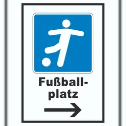HB-Druck Fußballplatz Schild mit Pfeil rechts A4 (210x297mm)