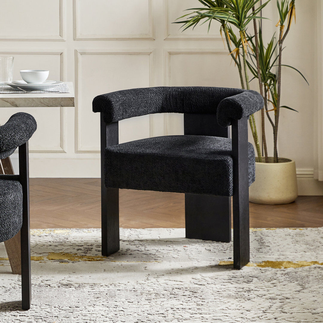 Brayden Studio Eduard 61cm W Modern Upholstered Dining Chair With Round Backrest Black 72.4cm H X 61cm W X 70cm D