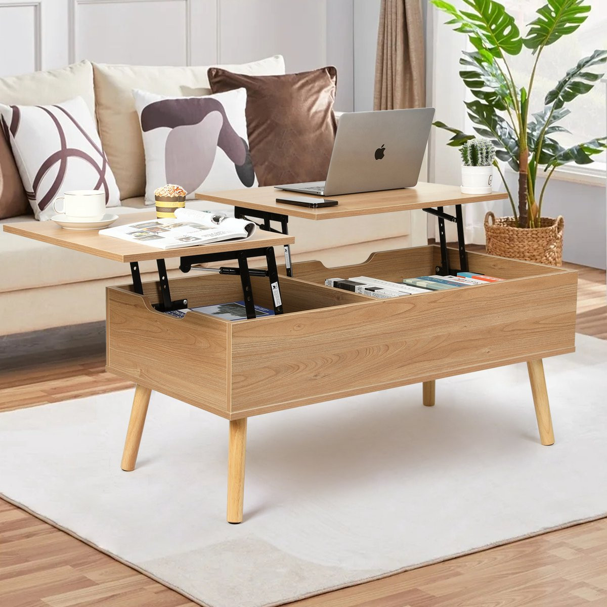 VOWNER in hoogte verstelbare salontafel, 3-in-1 multifunctionele woonkamertafel