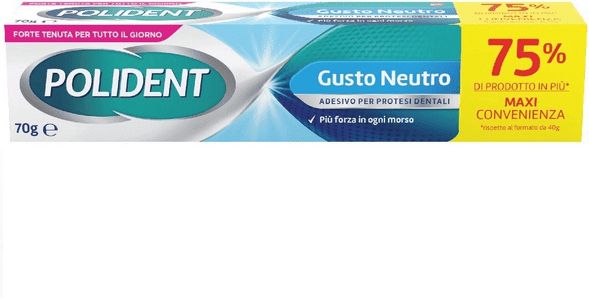 Polident Adesivo per Protesi Dentale Tenuta Giornaliera Gusto Neutro 70 gr