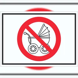 HB-Druck Aufkleber Kinderwagen abstellen verboten Symbol A7 (74x105mm)