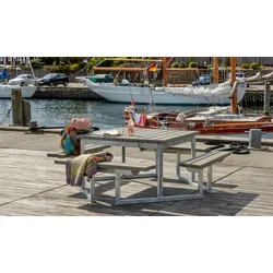 Recycelte Kunststoff-Textilie Outdoor Sitzgruppe Twist – Terrassenmöbel in der Farbe grün – quadratische Gartenmöbel – Outdoormöbel für 8 Personen