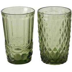 Boltze Trinkglas Aurora 2er Set, Höhe 13 cm, grün