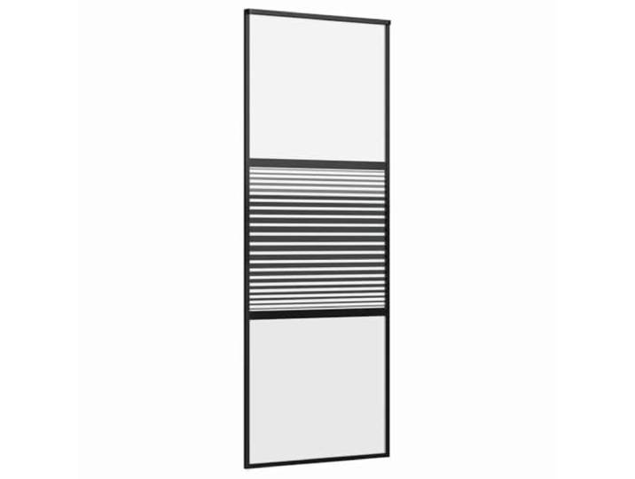Glastür 76 x 2 x 205 cm Aluminium Schwarz Glasschiebetür,Innenbereich,Raumteiler,Küche,Wohnzimmer,Türstopper,feuchtes Tuch,gehärtetes Glas