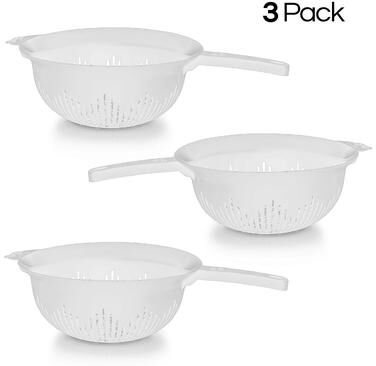 YBM Home 9.75 In. Plastic Colander Use for Pasta, Spaghetti 3 Pack