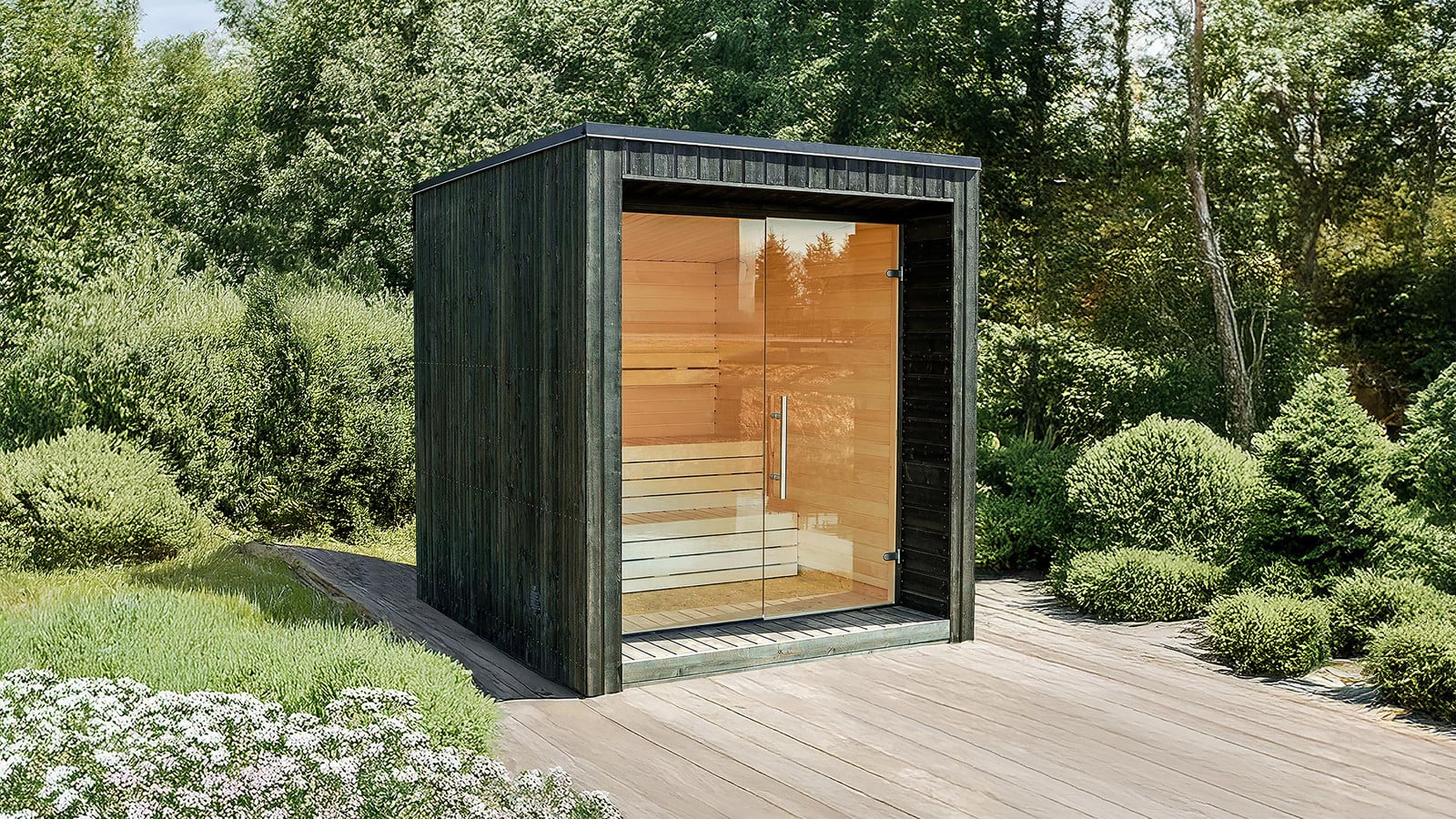 Weka Luua Cube Saunahuis met glazen deur