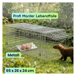 Ideoon, Tierfalle, 2er-Set Profi Marder Lebendfalle - Wiederverwendbare Gitterfalle mit Trittplatte, Tragegriff und Bei