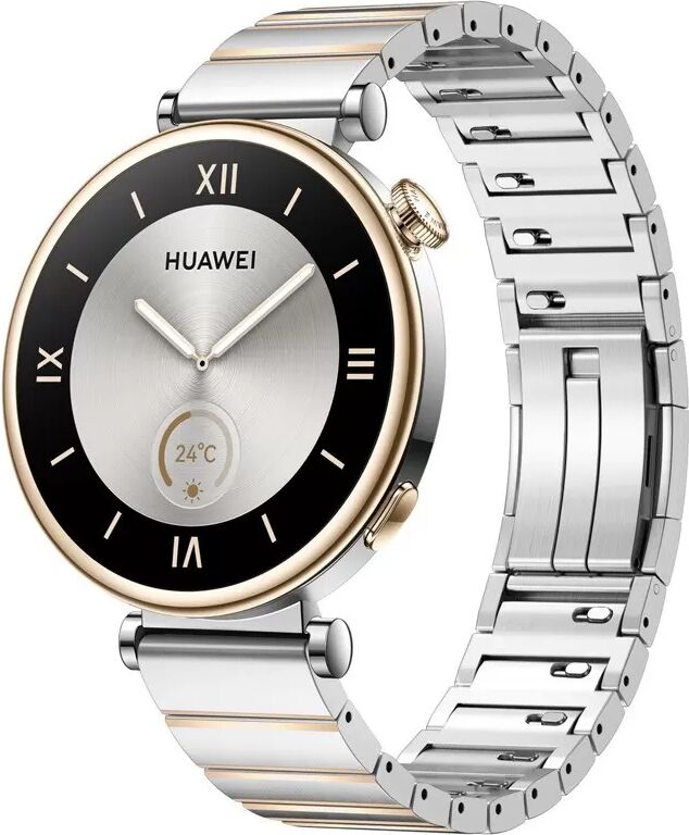 INF 18mm Edelstahl Uhrenarmband Kompatibel mit Huawei GT5 - Schnellverschluss Silber+Gold