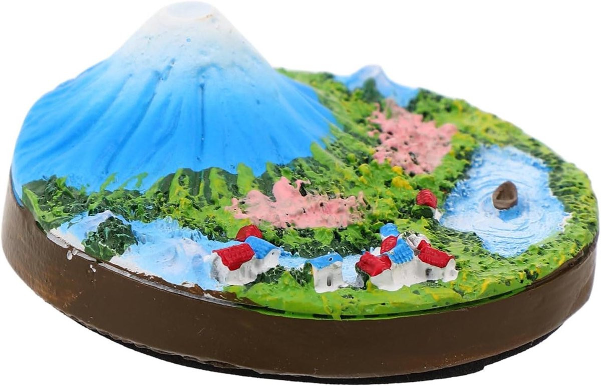 Handgeschilderd Miniatuur Berg Beeldje - Japanse Decoratie voor op Tafel - Multicolor - 6,5 cm