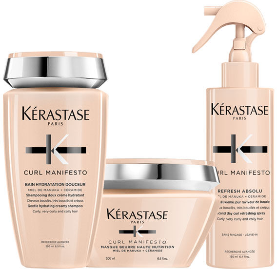640ml Kérastase Curl Manifesto Intensivpflegeset (Shampoo 250ml + Maske 200ml + Lockenspray 190ml)