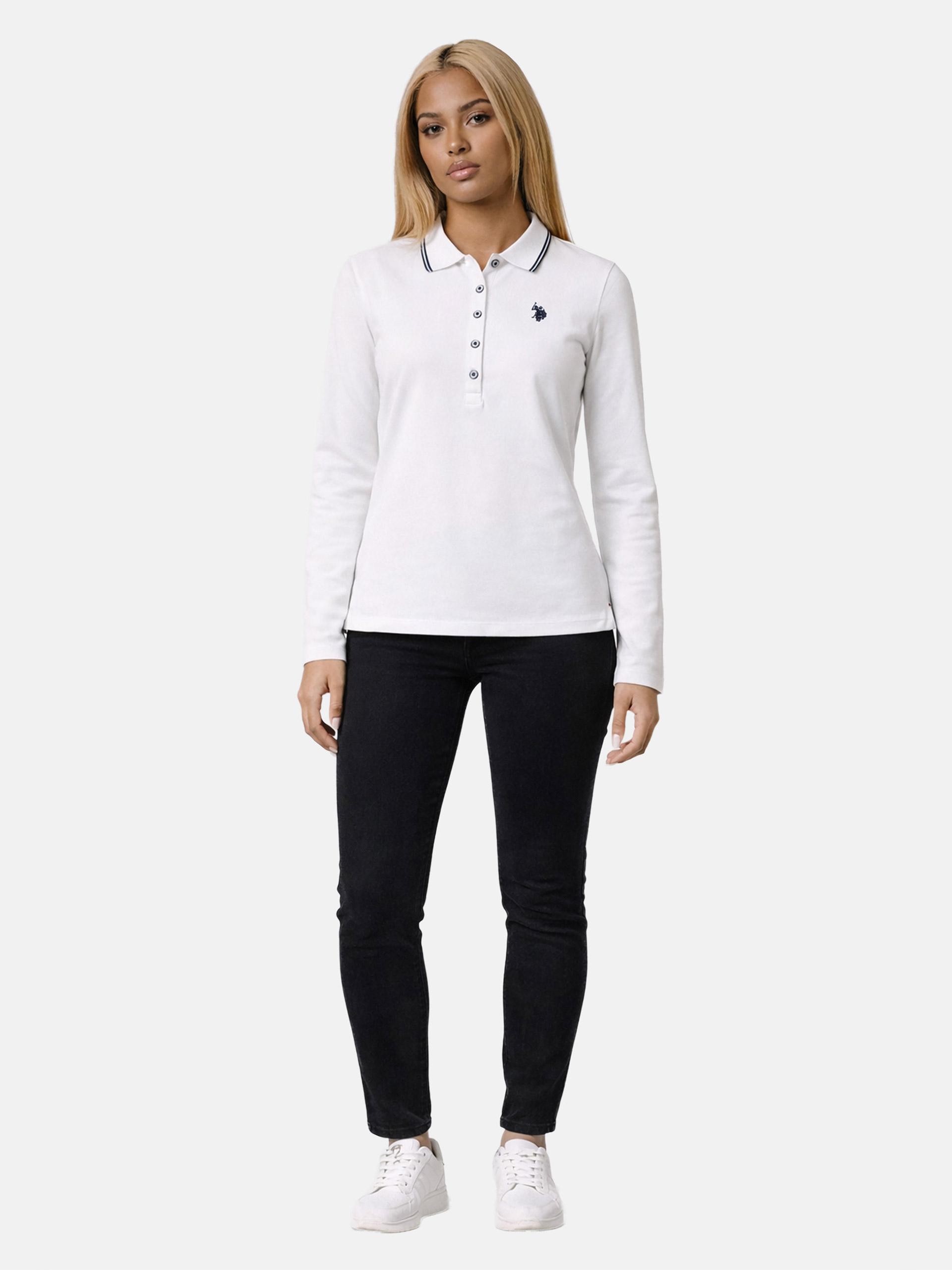 U.S. Polo Assn. Damen Langarm Poloshirt mit Stretchanteil