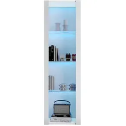 Hochglanz Vitrinenschrank 55x38x166 cm mit LED-App-Steuerung, Glasböden, Aufbewahrung, Standregal, vielseitig, Weiß