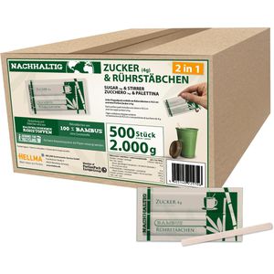 Hellma Zuckersticks mit Rührstäbchen,weißer Zucker, je 4g, 500 Stück
