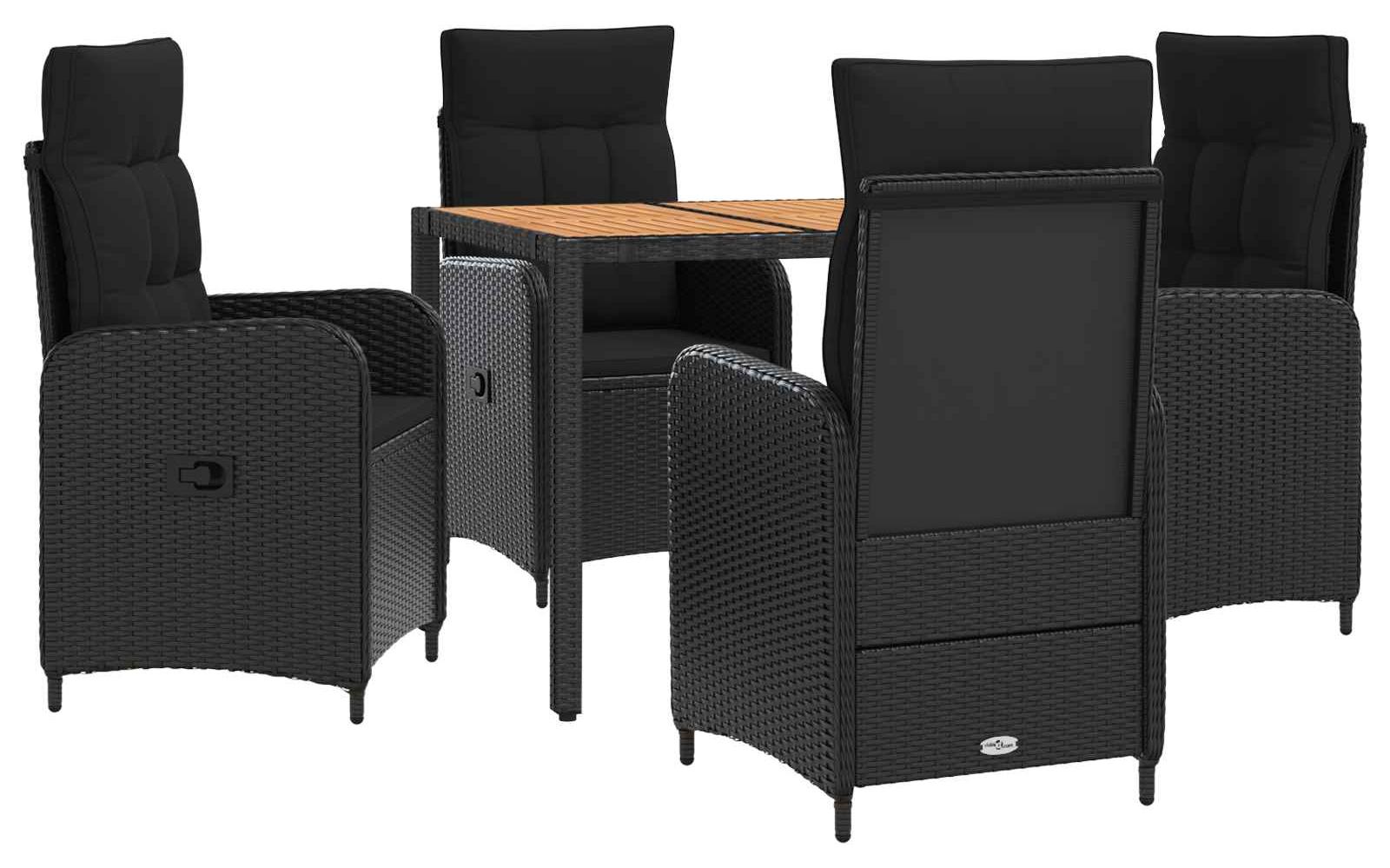 Outdoortisch-Set 5 stk. Schwarz
