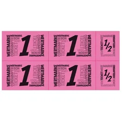 CombiCraft Wertmarken Karte auf fuchsiafarbenem Papier mit schwarzem Druck mit 5 Wert-Einheiten