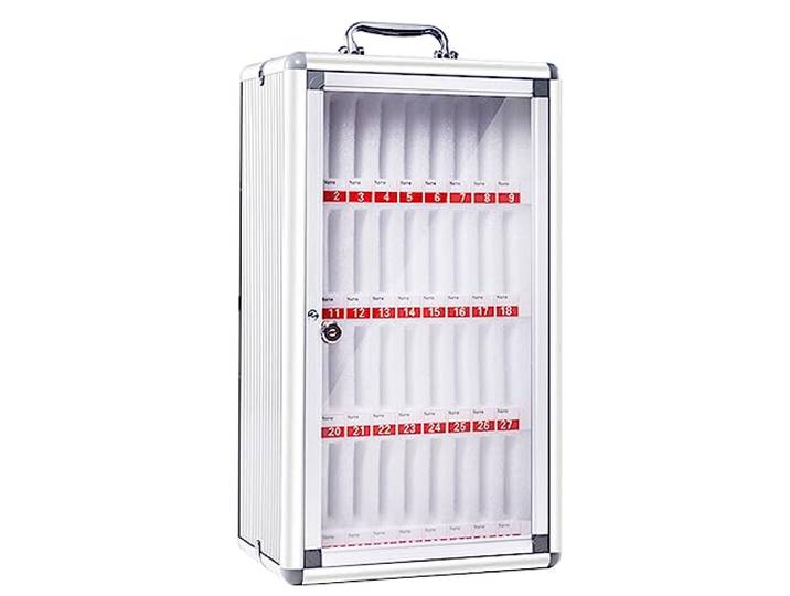 6/12/24/36/48/60-Slot-Handy-Aufbewahrungsschrank, Tragbarer Handy-Schrank, Abschließbare Telefon-Sicherheitsbox, Für Schule, Fabrik, Prüfung, Arbeit (Color : Silver, S : 36)