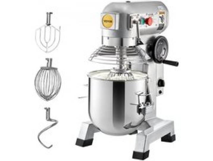 VEVOR Knetmaschine Küchenmaschine, 14 L Schüsselkapazität Knetmaschine, 3 Geschwindigkeit Rührbesen, Knethaken, Drahtseil, Edelstahlschüssel Teigmaschine 500 W, Silber Küchenmaschine Timerfunktion
