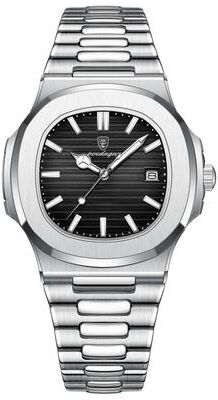 Uplifted Finds Poedagar Square Luxury Men Wristwatch Waterproof Luminous Date silver Black
