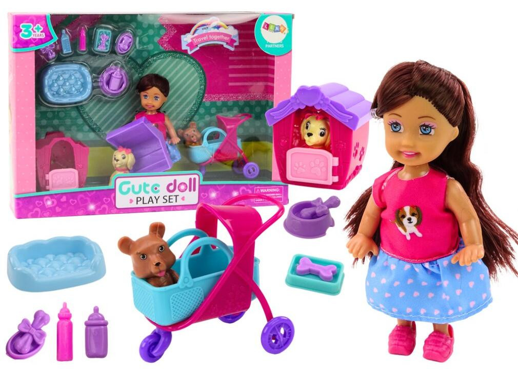 Leantoys Hondenpop met 16 accessoires, Roze Puppy