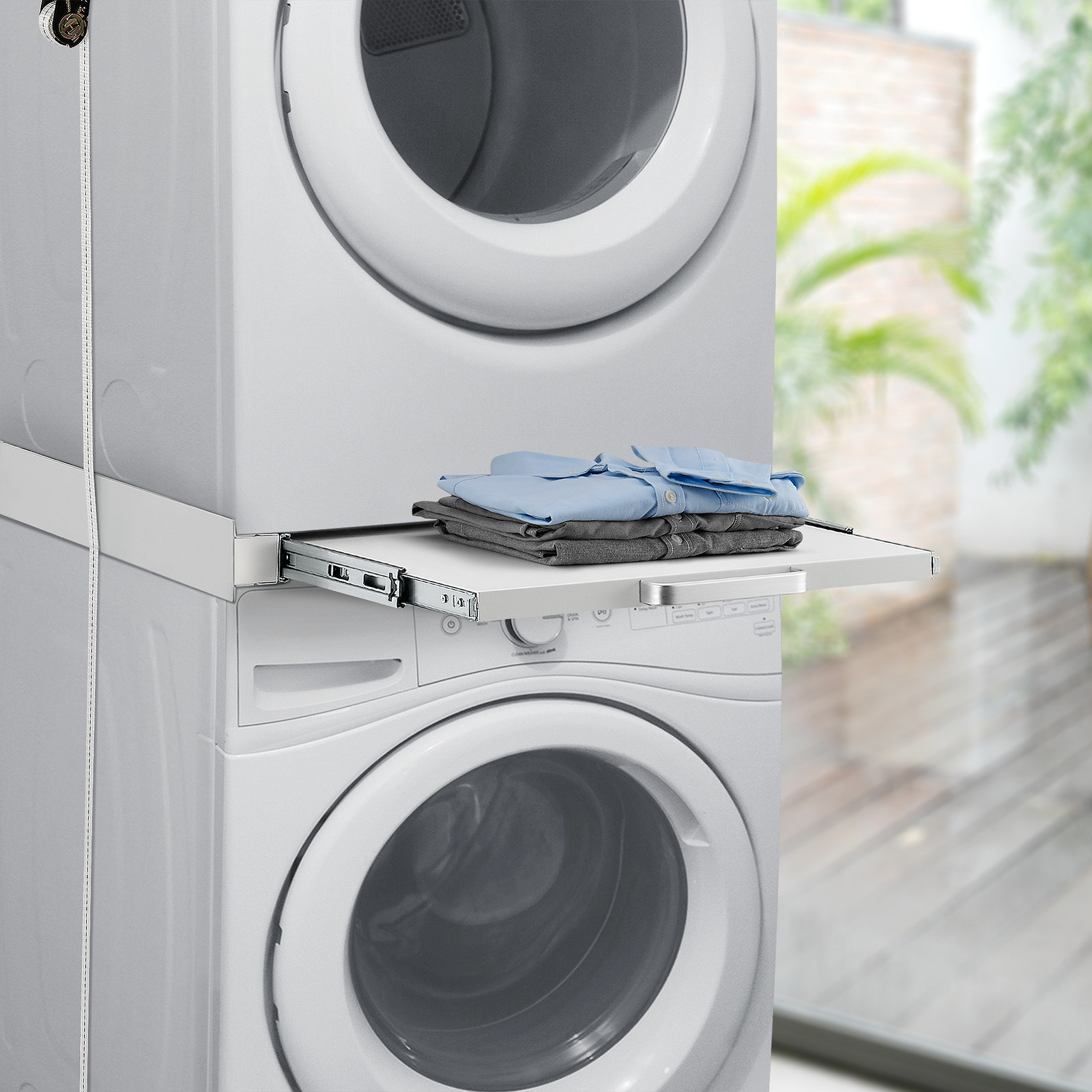 en.casa Verbindingsframe Buxton voor wasmachine en droger met uitschuifbaar opbergvak