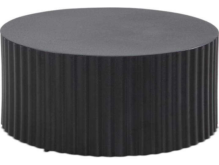 Couchtisch Metall Schwarz Rund Wellenmuster Eisen Lamellenoptik 67x67x31cm