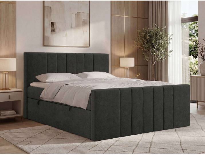 MKS MÖBEL Boxbett INERO DUO (Boxspringbett - Set, Packung, Topper T25/ Visco, hohe Kopfteil, Bettfüße), Doppelbett in verschiedenen Größen, Multipocket-Matratze H3/H4, Topper