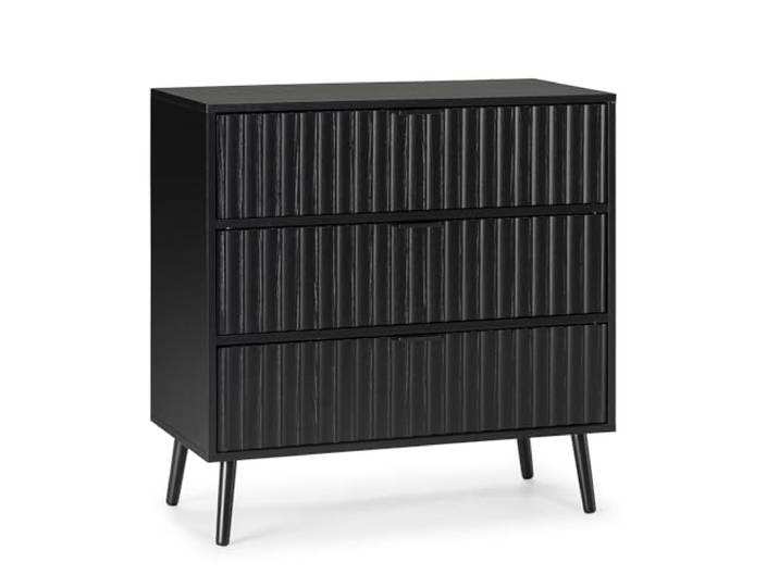 HOMN LIVING Kommode Lluvia 3 Schubladen Schwarze, 80 cm (Breite) x 40 cm (Tiefe) x 80 cm (Höhe)