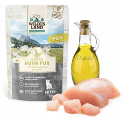 1x100 g Wildes Land PUR Kitten mit Huhn & Distelöl für Katzen