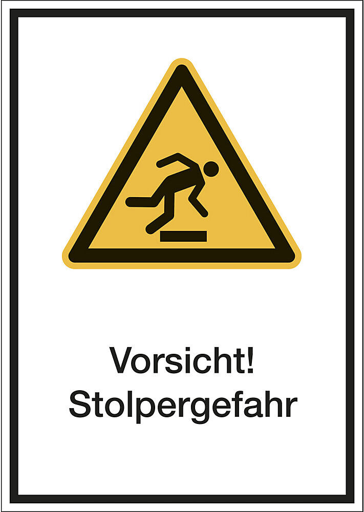 kaiserkraft Kombischilder mit Text für Warnkennzeichen, Vorsicht! Stolpergefahr, VE 10 Stk, Folie, LxH 210 x 297 mm
