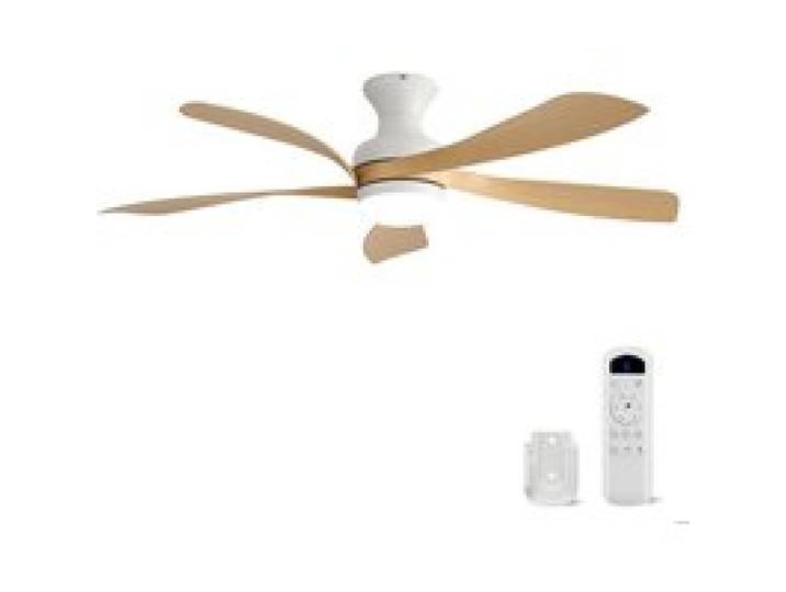 WOVREO Plafonnier ventilateur 132 cm LED dimmable 5 pales télécommande moteur DC silencieux blanc