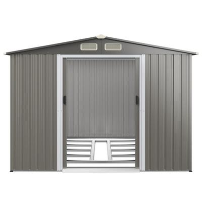 Helloshop26 - Metall-Gartenschuppen 260 x 207 x 181 cm für sichere Aufbewahrung und einfachen Zugang modernes hellgraues Design 20_0010008