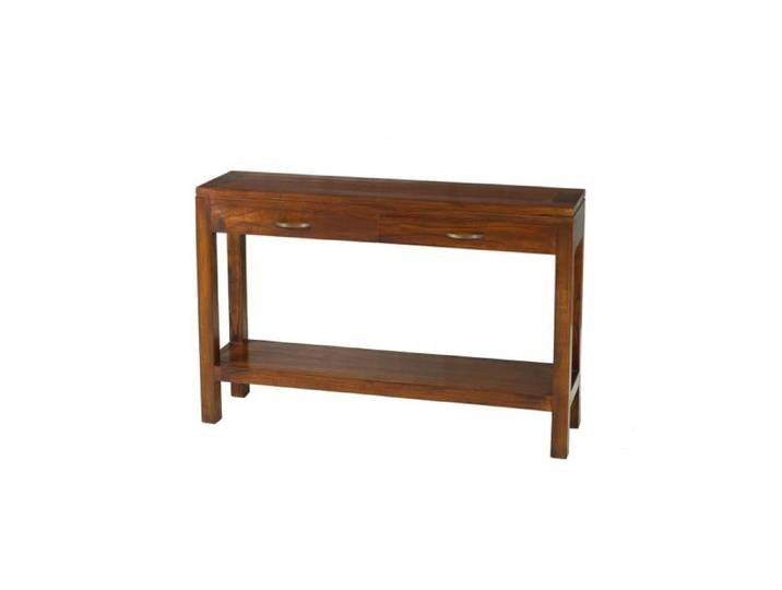 Console moderne rectangulaire 2 tiroirs en Mindi - MACABANE - EDEN - Marron - Bois - Bureau - 120 cm