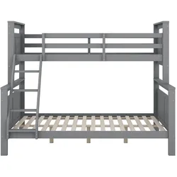 STILVORA Etagenbett aus Kiefernholz/MDF, Grau, 205x145,5x162 cm, gewerblich, für Gästezimmer, umbaubar