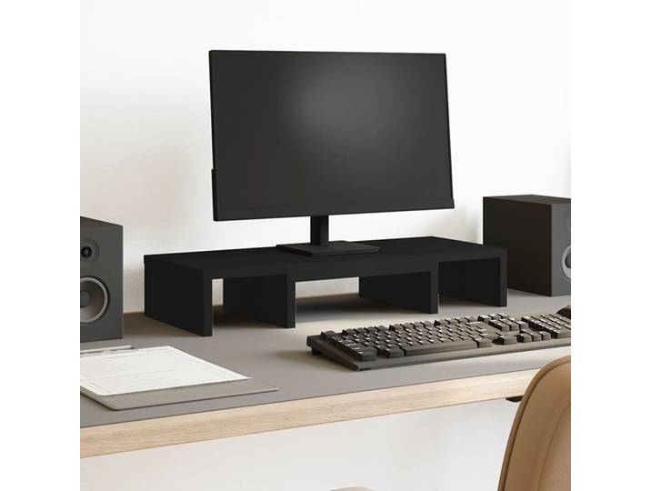vidaXL Monitorständer Verstellbar Schwarz 60x24x10,5 cm Holzwerkstoff