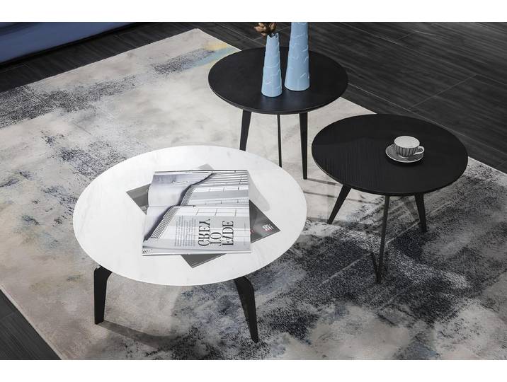 Xlmoebel Couchtisch Runder Couchtisch aus weißem Marmor mit elegantem Design (Couchtisch), Hergestellt in Europa