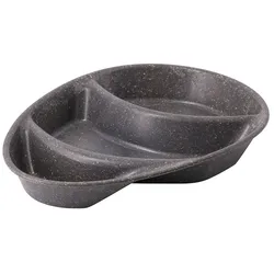 greenbox - Mehrweg-Menü-Teller "Häppy Plate" 27,5 x 20 x 3,5 cm, 3 Kammern, tropfenförmig, Pfeffer / grau, 60 St.
