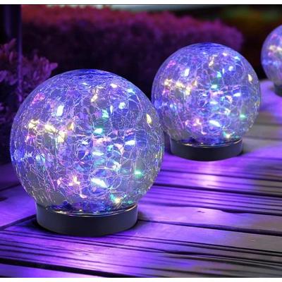 Uplifted Finds Solar Crack Glass Lamp   30 LED Waterproof Garden Light For Pathways & Lawns rgb
