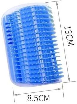 Inspired Finds Wall Mounted Cat Corner Scratcher With Catnip & Self Grooming Brush   Interactive Cat Scratch & Massage Toy blue