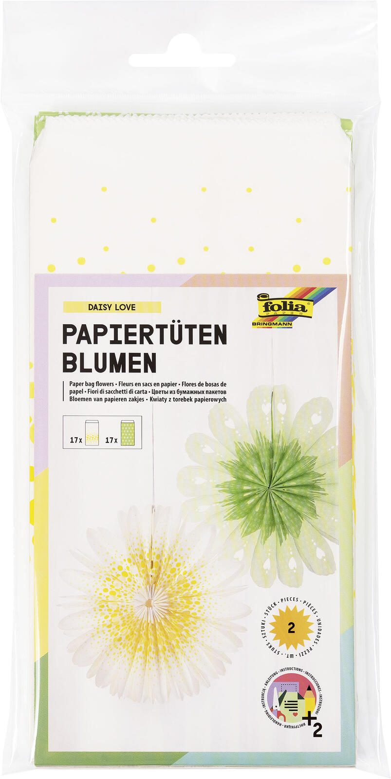 folia Papiertüten Blumen Daisy Love weiß/grün 21912