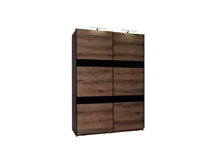 Armoire - Providence - F109 - Noir brillant - Glissement - LED